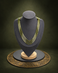 Olive cascade multi-strand beaded necklace front view