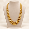 Triple-Strand Pearl-Style Necklace – Bright Gold – main view