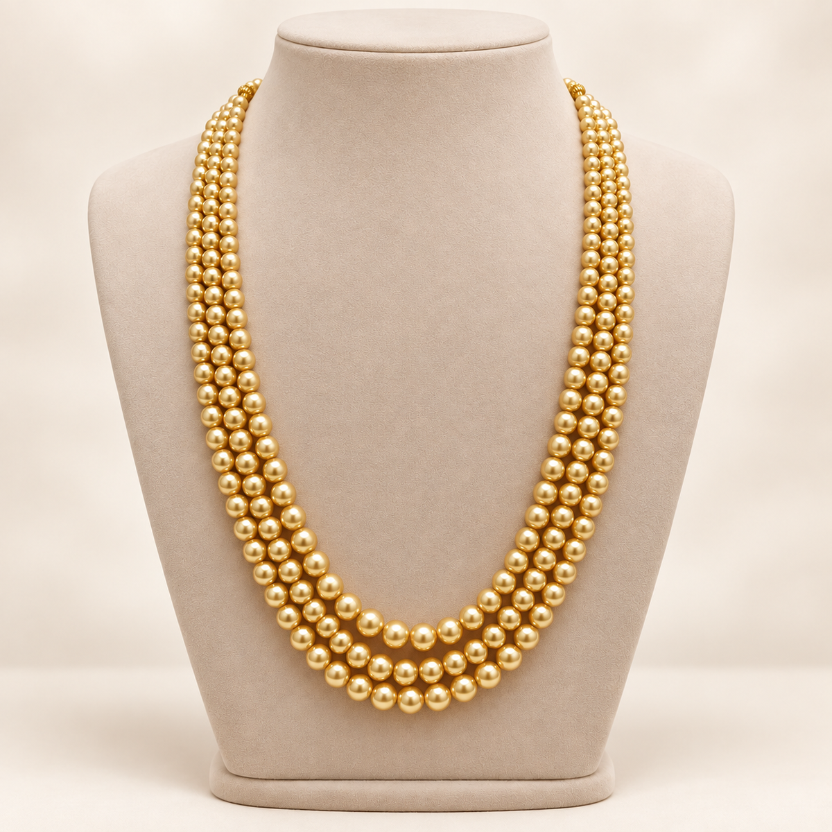 Triple-Strand Pearl-Style Necklace – Classic Gold – main view